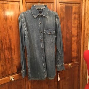 Man’s long sleeve denim shirt